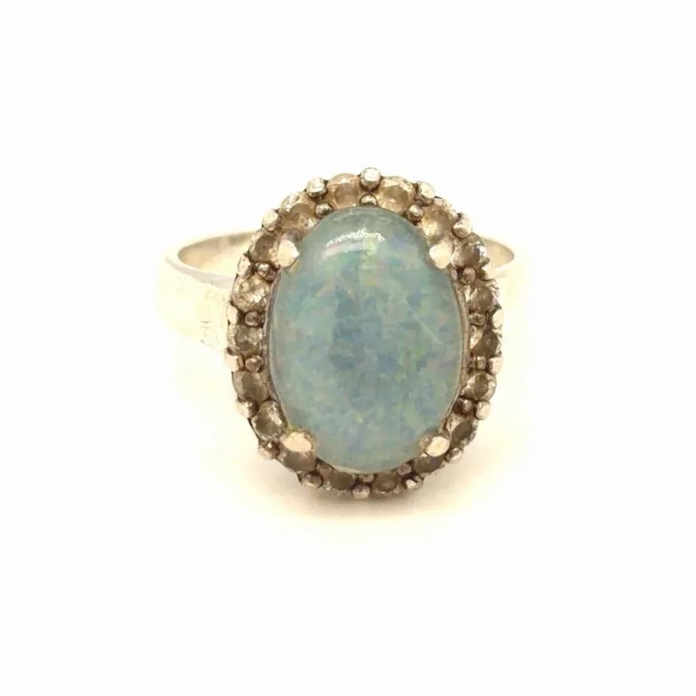 Silver‎ 925 Opal/Cz Ring
